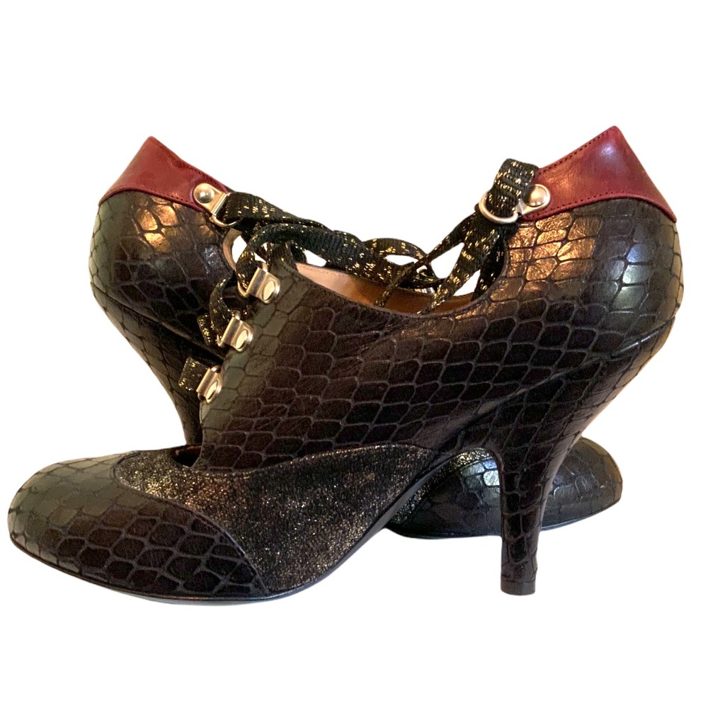 Vintage Vivienne Westwood Gold Label Ghillie Black Python Oxblood Italy Size 38